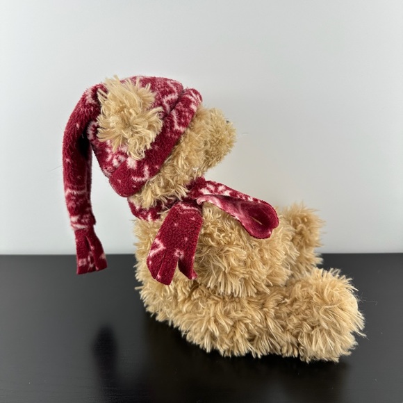 Russ Cranberry Christmas Bear 10” Red White Winter Hat Scarf Plush Stuffed Teddy - Picture 3 of 5